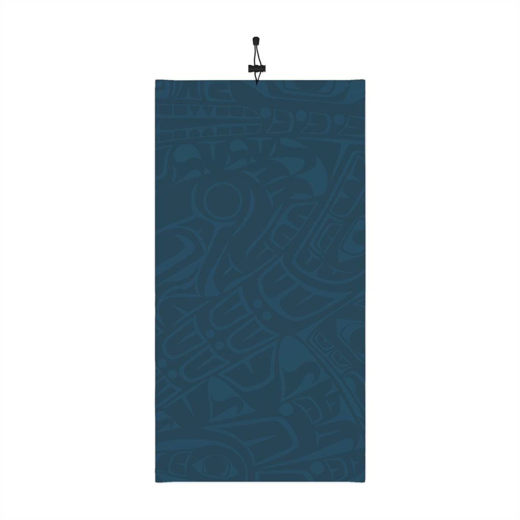 Neck Gaiter, Headband with Drawstring - Signature Print - Atlantic Blue