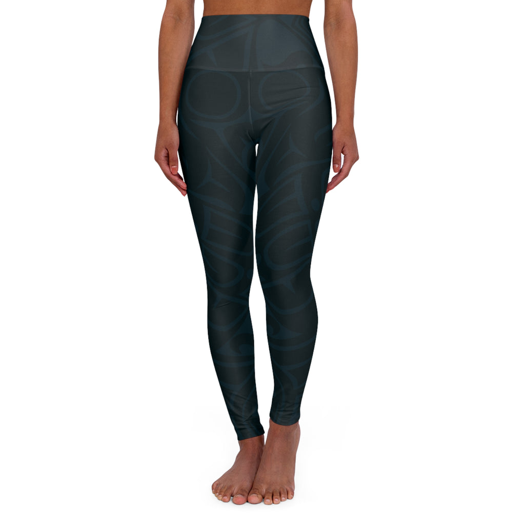 High Waisted Legging, Yoga Pant – Signature Print – Atlantic Blue