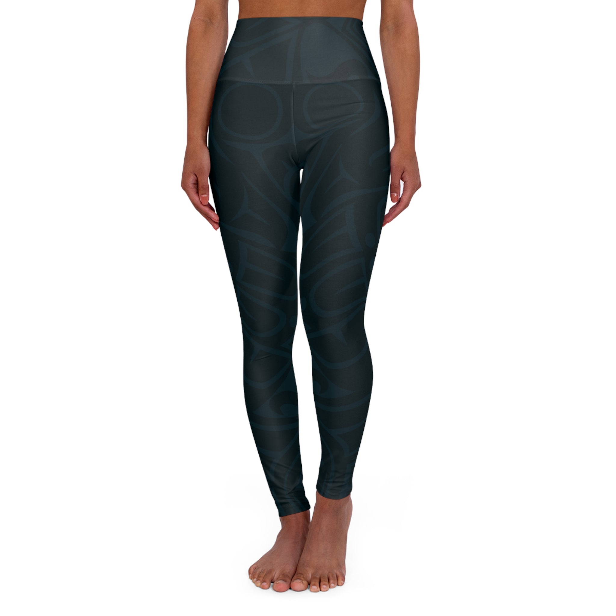 High Waisted Legging, Yoga Pant – Signature Print – Atlantic Blue