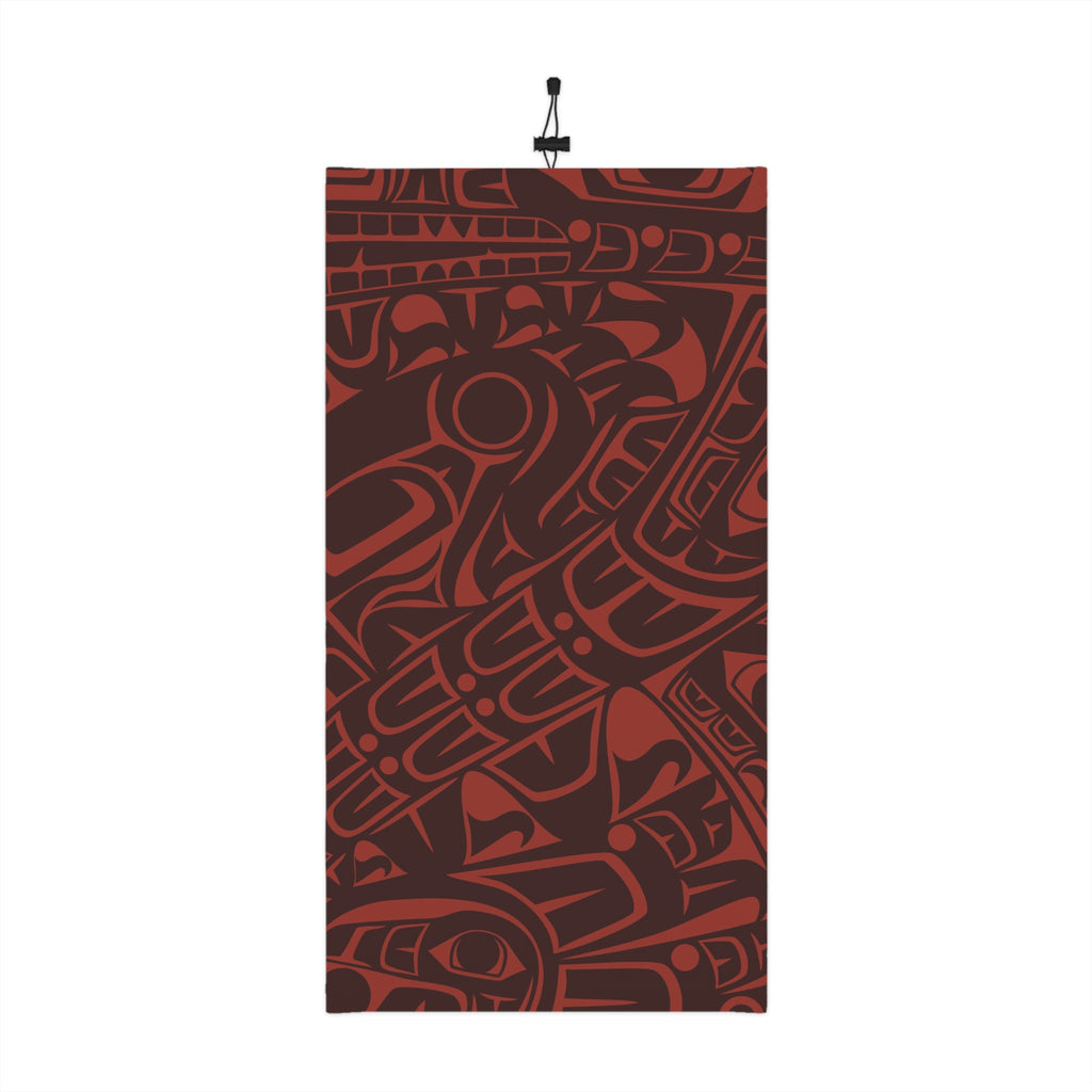 Neck Gaiter, Headband with Drawstring - Signature Print - Raven Red