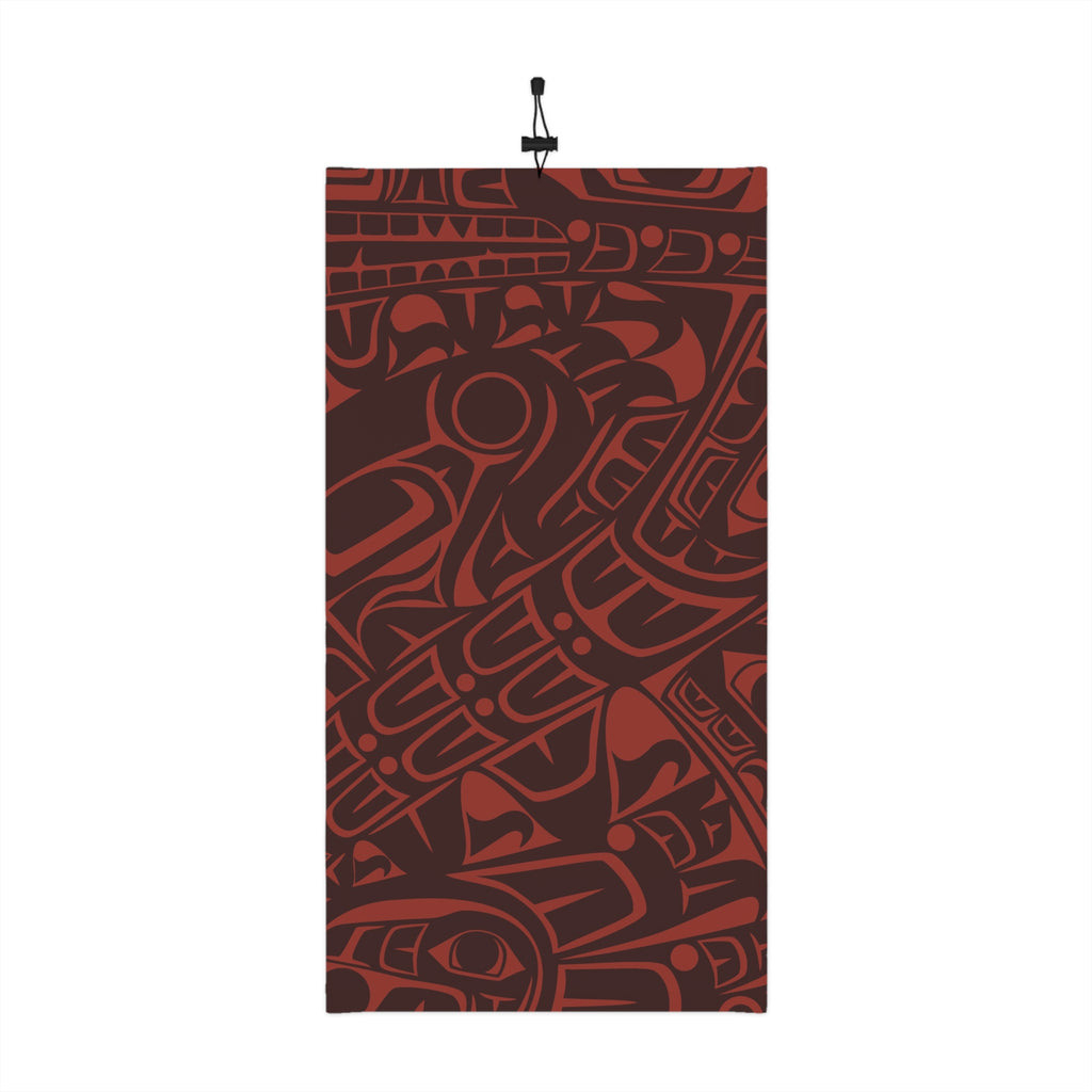 Neck Gaiter, Headband with Drawstring - Signature Print - Raven Red