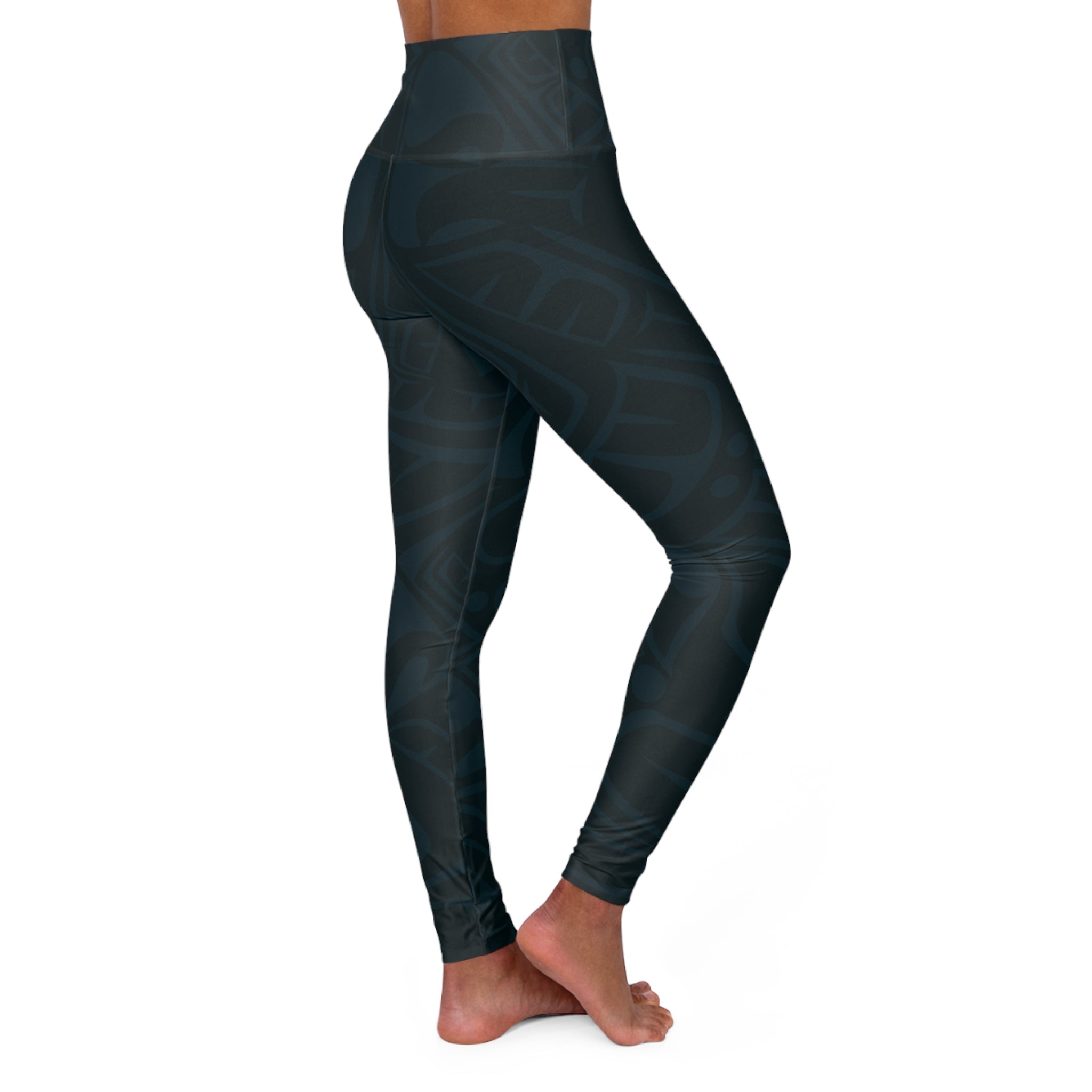 High Waisted Legging, Yoga Pant – Signature Print – Atlantic Blue