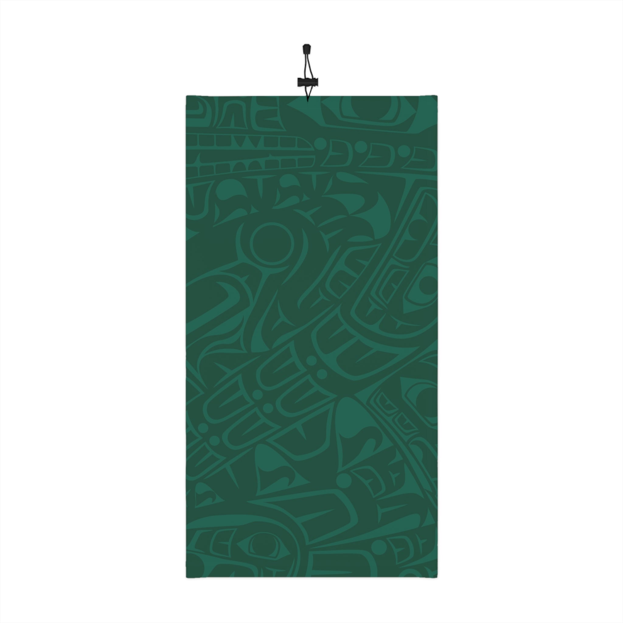Neck Gaiter, Headband with Drawstring – Signature Print – Spruce Green