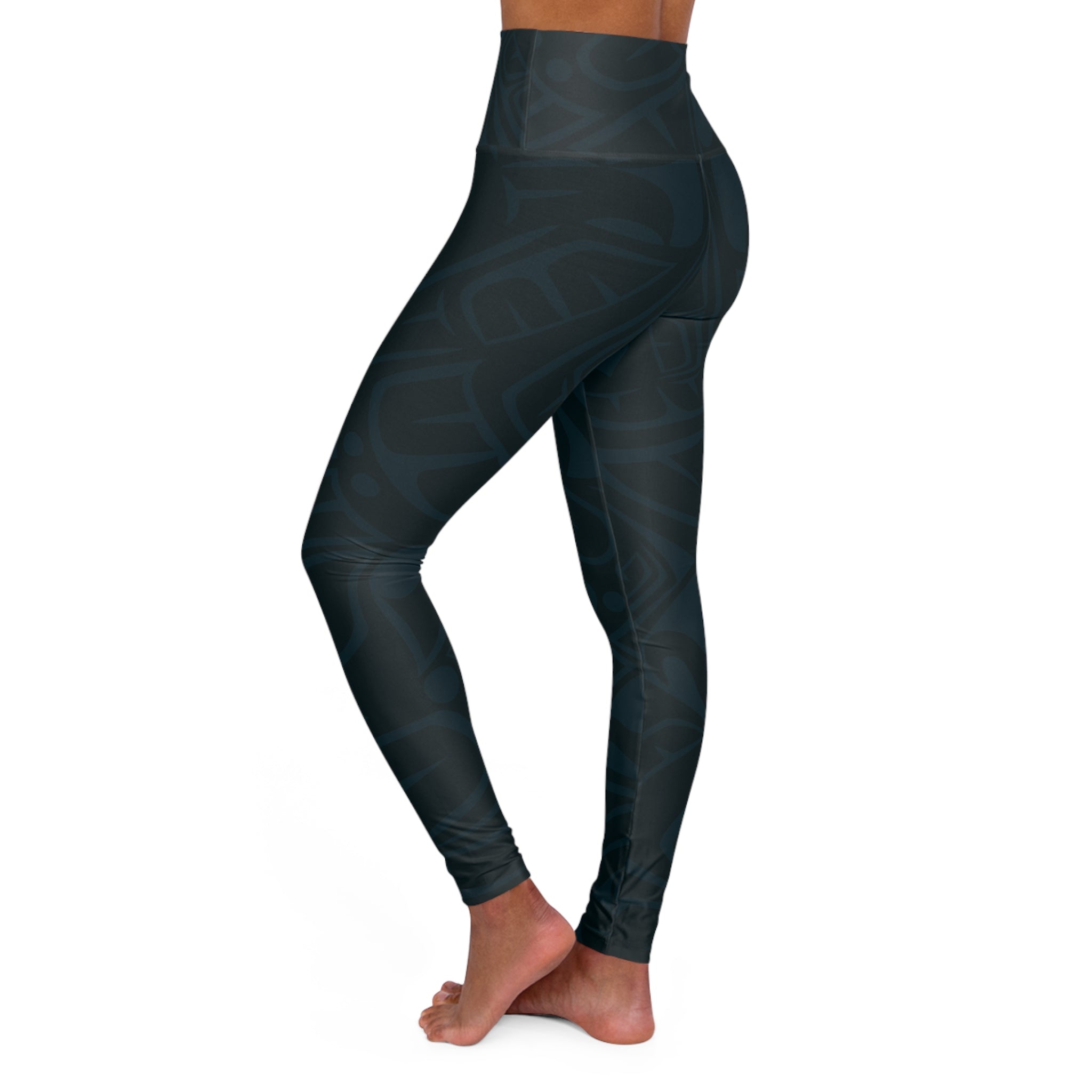High Waisted Legging, Yoga Pant – Signature Print – Atlantic Blue