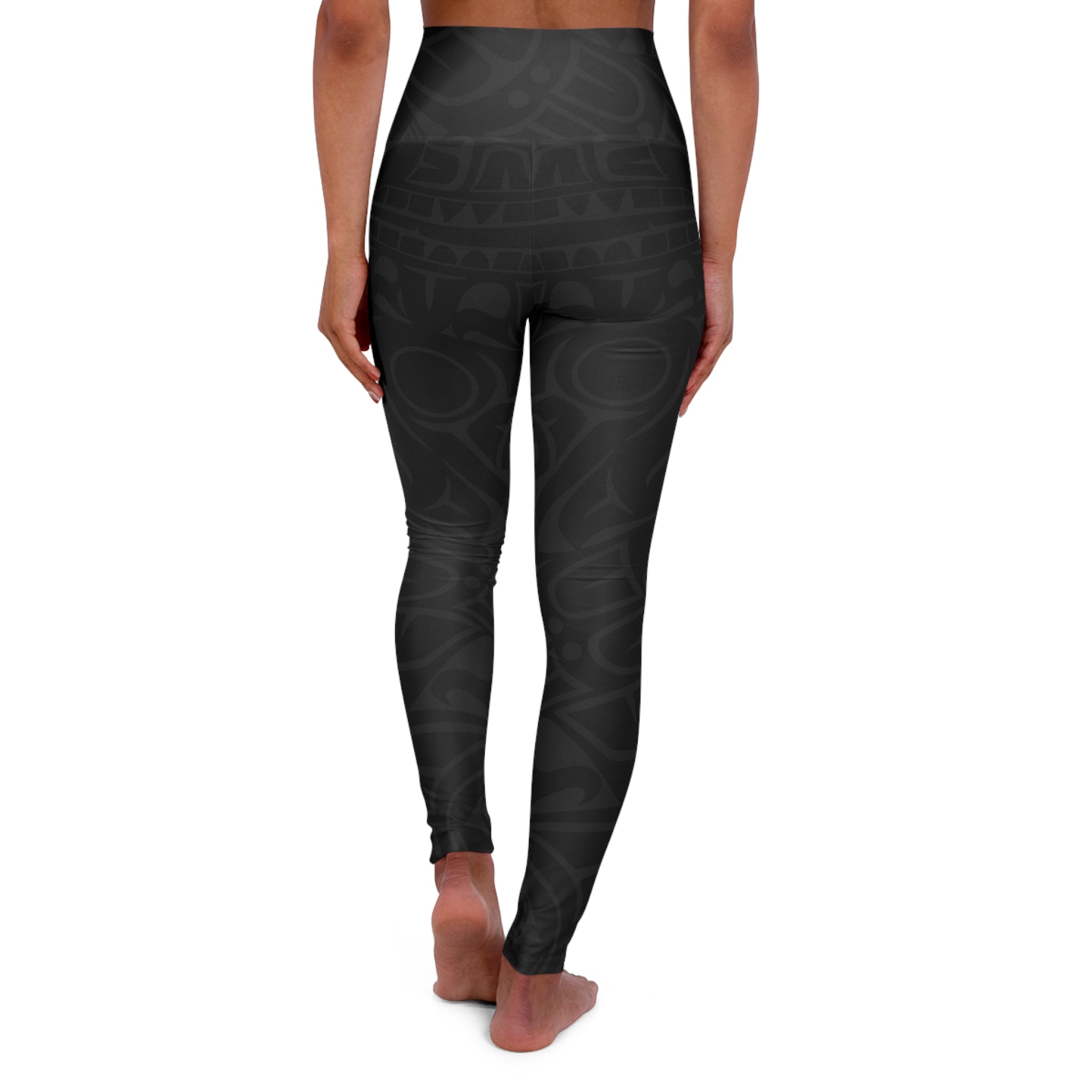 High Waisted Legging, Yoga Pant – Signature Print – Black & Gray