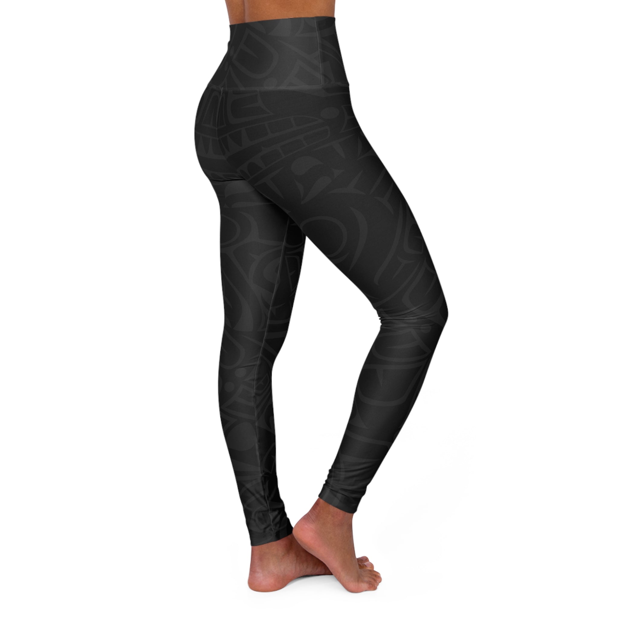 High Waisted Legging, Yoga Pant – Signature Print – Black & Gray