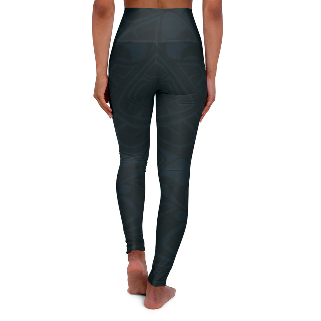 High Waisted Legging, Yoga Pant – Signature Print – Atlantic Blue
