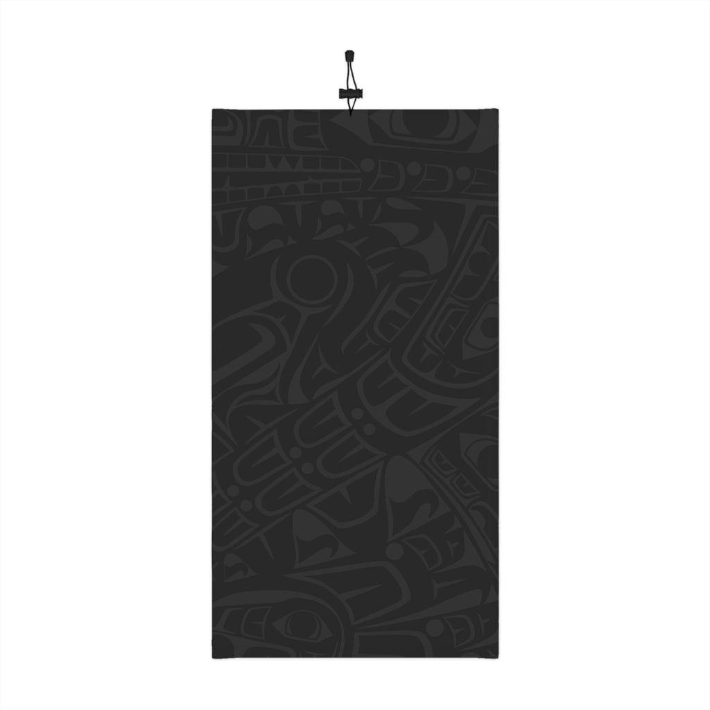 Neck Gaiter, Headband with Drawstring – Signature Print – Black & Gray