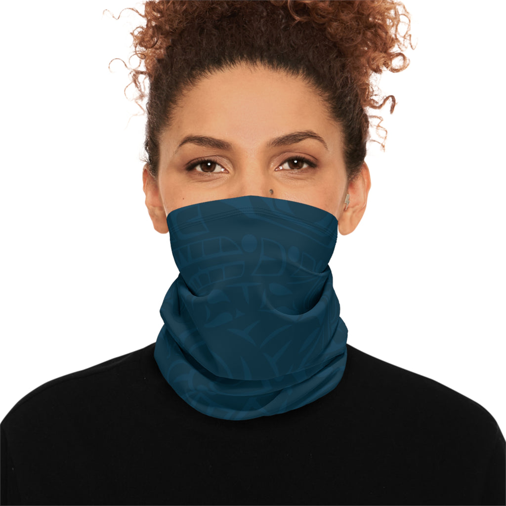 Neck Gaiter, Headband with Drawstring - Signature Print - Atlantic Blue