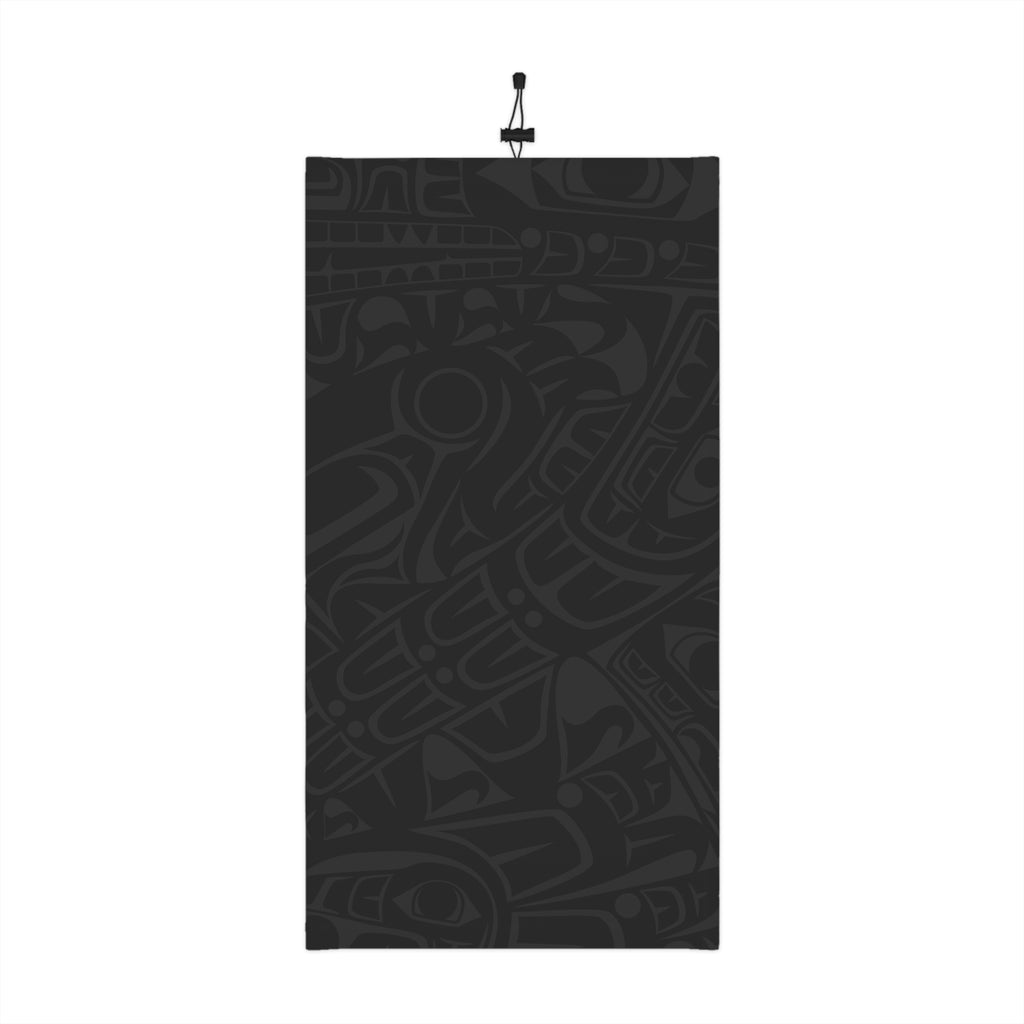 Neck Gaiter, Headband with Drawstring – Signature Print – Black & Gray