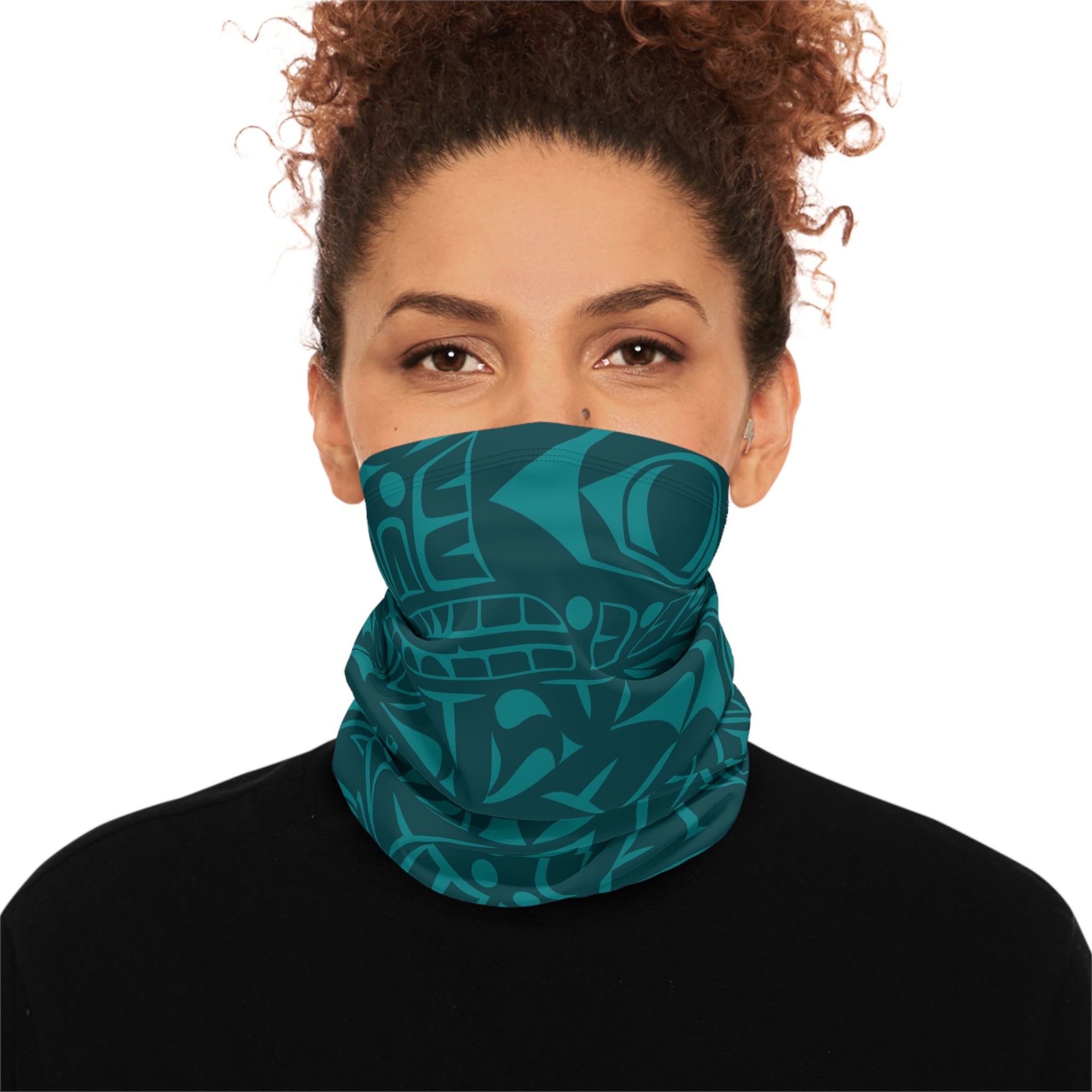 Neck Gaiter, Headband with Drawstring – Signature Print – Tidal Teal