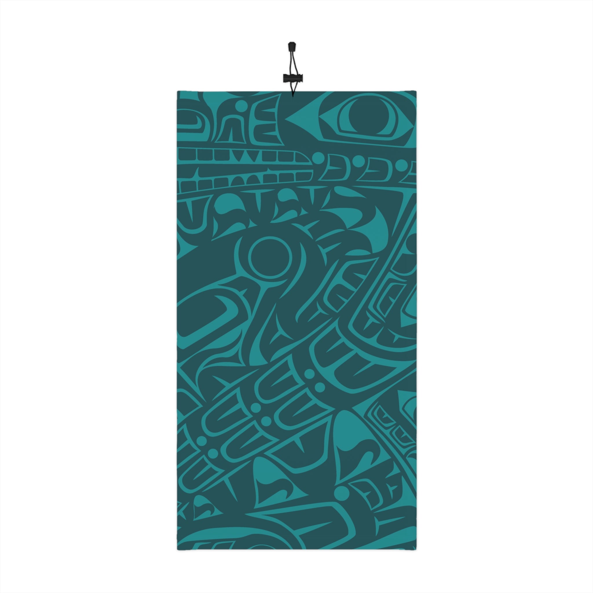 Neck Gaiter, Headband with Drawstring – Signature Print – Tidal Teal